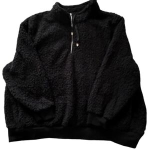 Zim & Zoe Black 1/4 Zip Fleece Jacket Size 30/32